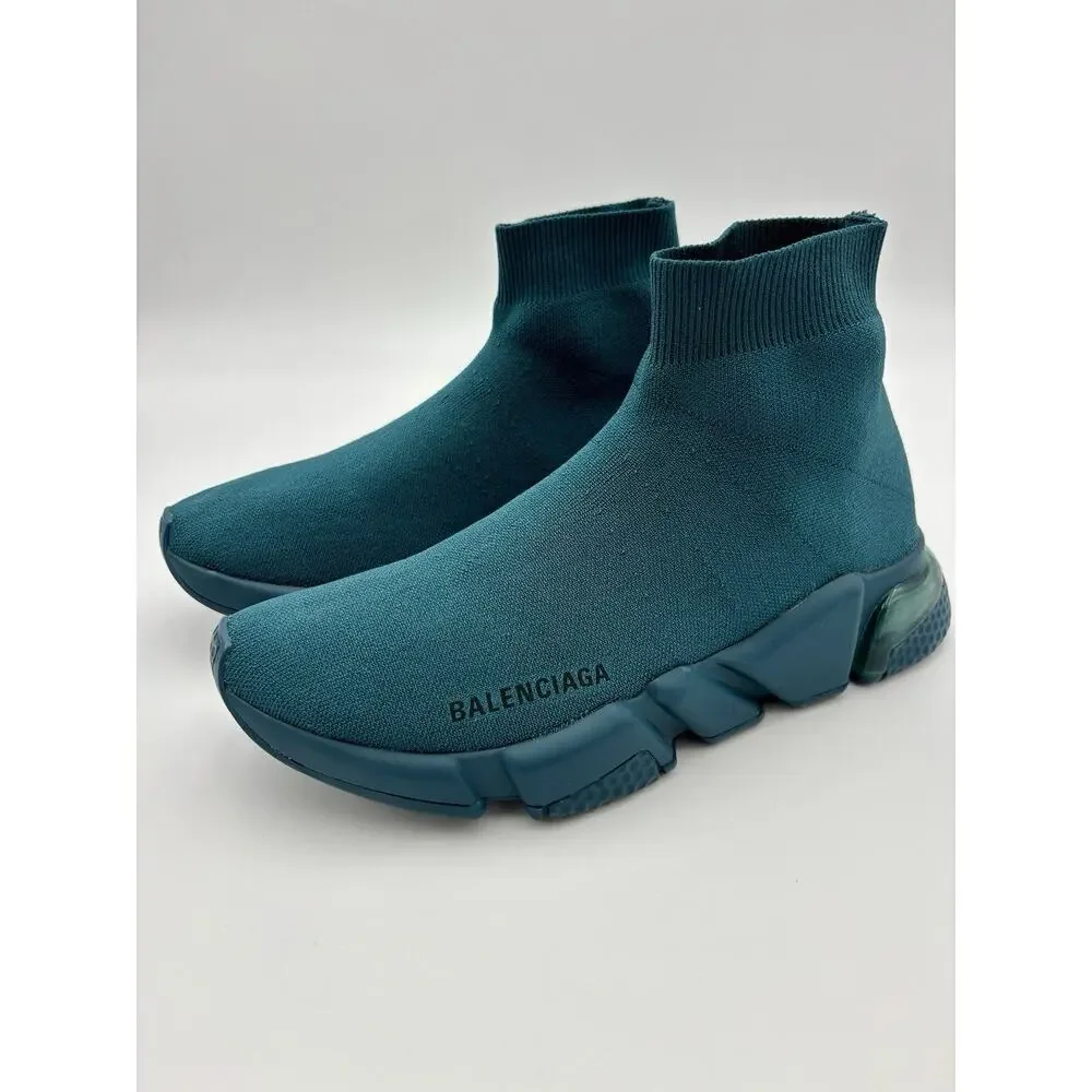 Authentic Balenciaga 2.0 Speed Knit Runner Sock Sneakers Teal Blue Size 8